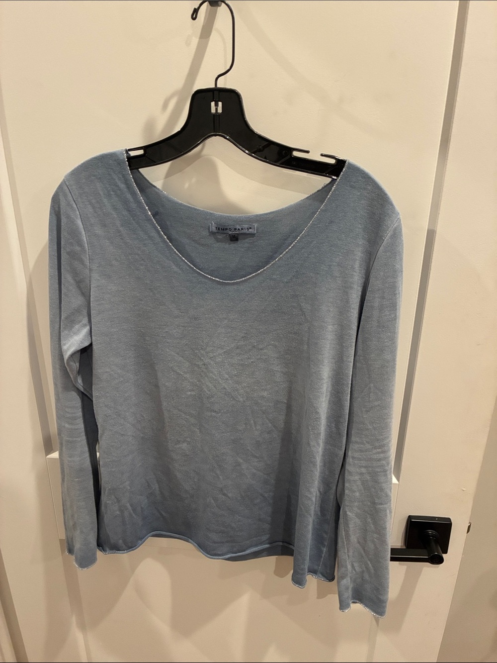 Tempo Paris Soft Blur  Scoop Neck Long-Sleeve Top SIZE M